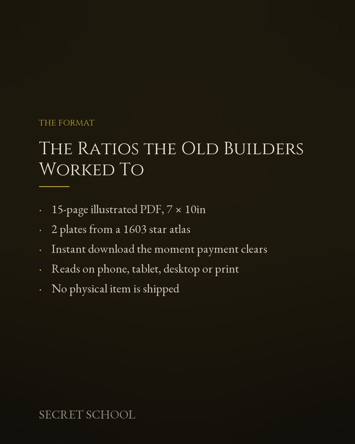 The Ratios the Old Builders Worked To