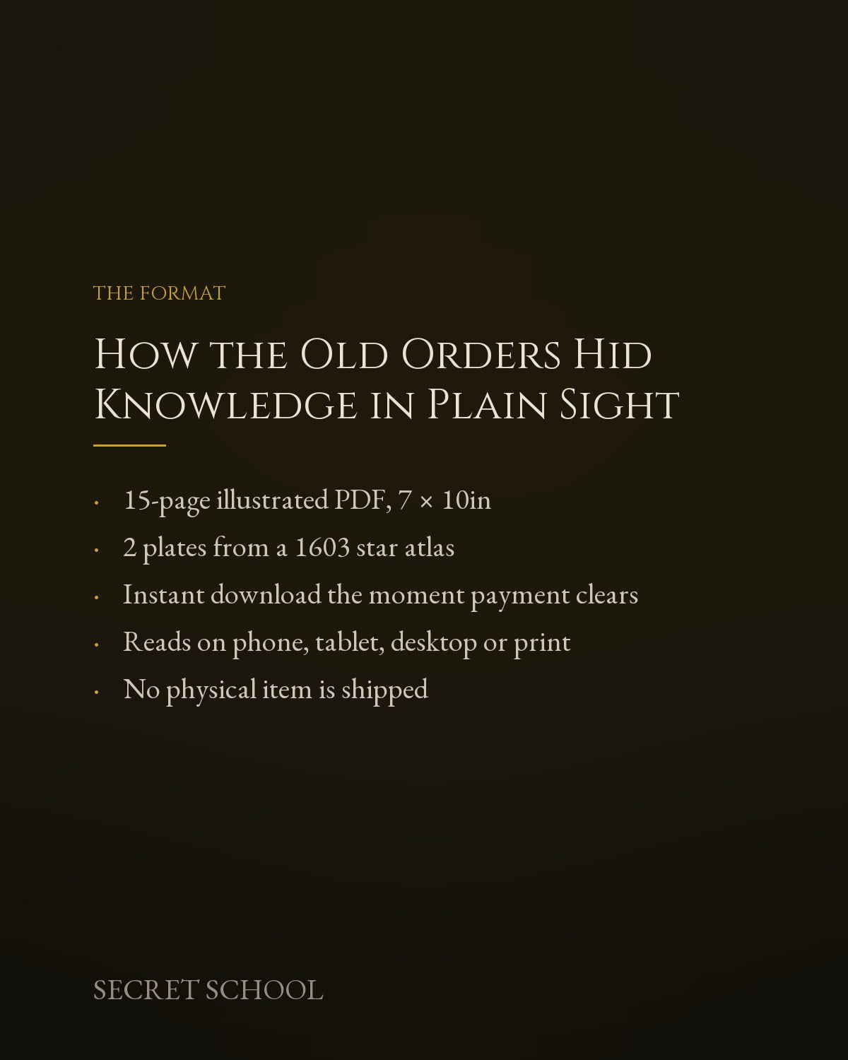 How the Old Orders Hid Knowledge in Plain Sight